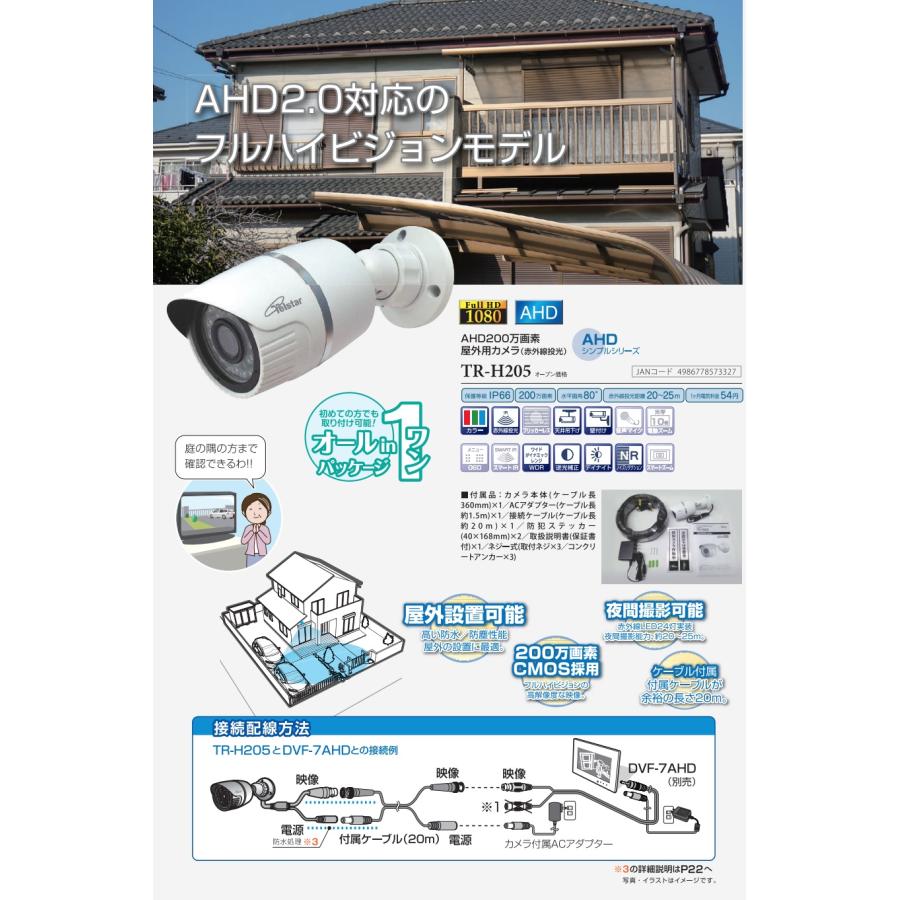 コロナ電業 屋外用防犯カメラ TR-H205 モニター付(AVR8124HM) - 機械